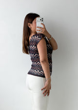 Size S-M Multicolor Chevron Knit Top