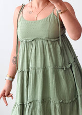 Size S-M Sage Green Tiered Mini Dress