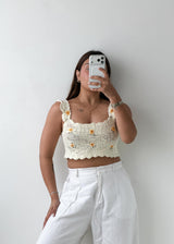 Size XS-S Cream Daisy Crochet Top