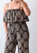 Size S-M Geometric Print Wide-Leg Jumpsuit