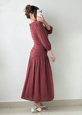 Size S-M Burgundy Smocked Maxi Dress