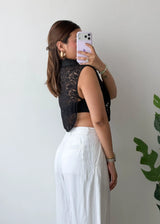 Size S-M, Black Lace Shirt Top