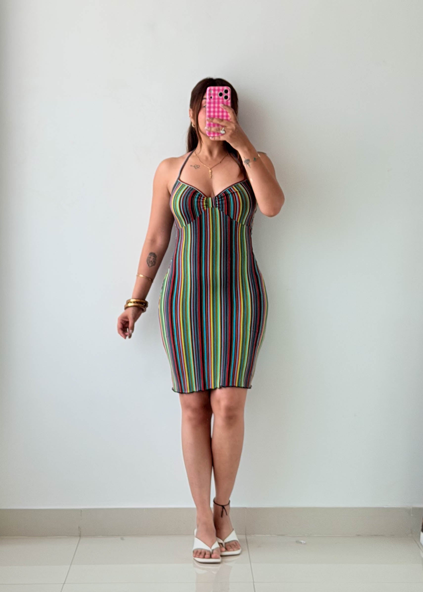 Size S-M Multicolor Stripe Knit Mini Dress