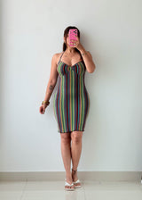 Size S-M Multicolor Stripe Knit Mini Dress