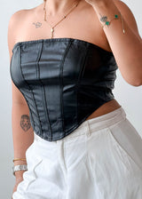 Size M Black Faux Leather Corset Top