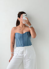 Size M-L Blue Corset Tube Top