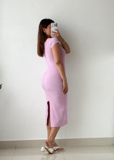 Size S-M Lilac Ribbed Knit Midi Dress