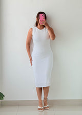 Size M White Sleeveless Bodycon Midi Dress
