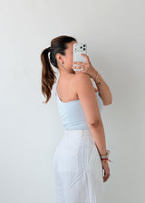 Size S-M Powder Blue One-Shoulder Bodysuit