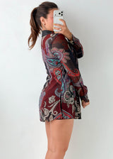 Size M-L Burgundy Paisley Sheer Shirt