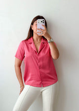 Size S-M Pink Satin Shirt Top