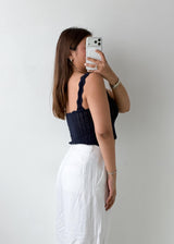Size XS-S Navy Crochet Crop Top