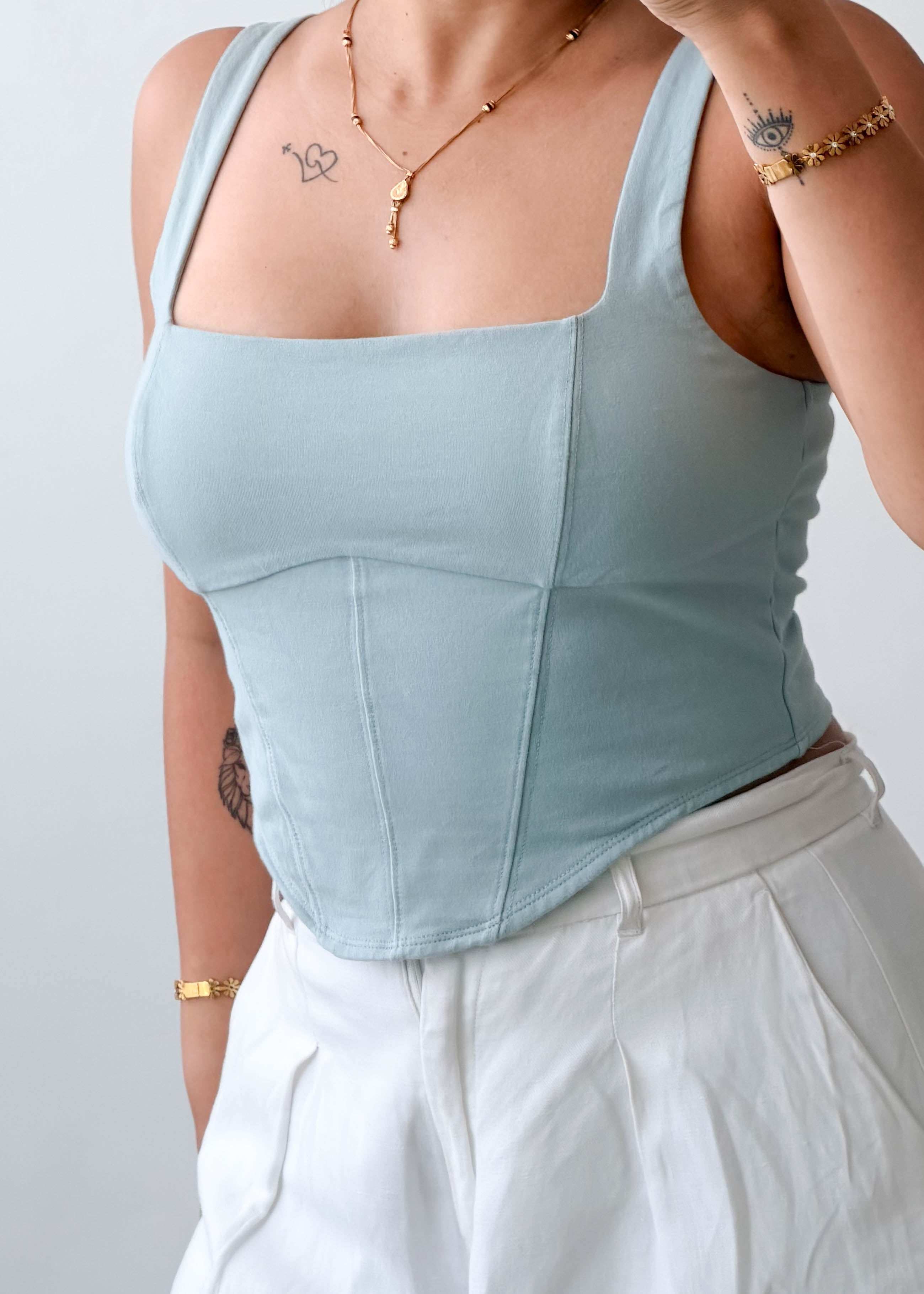 Size M Powder Blue Corset Style Top