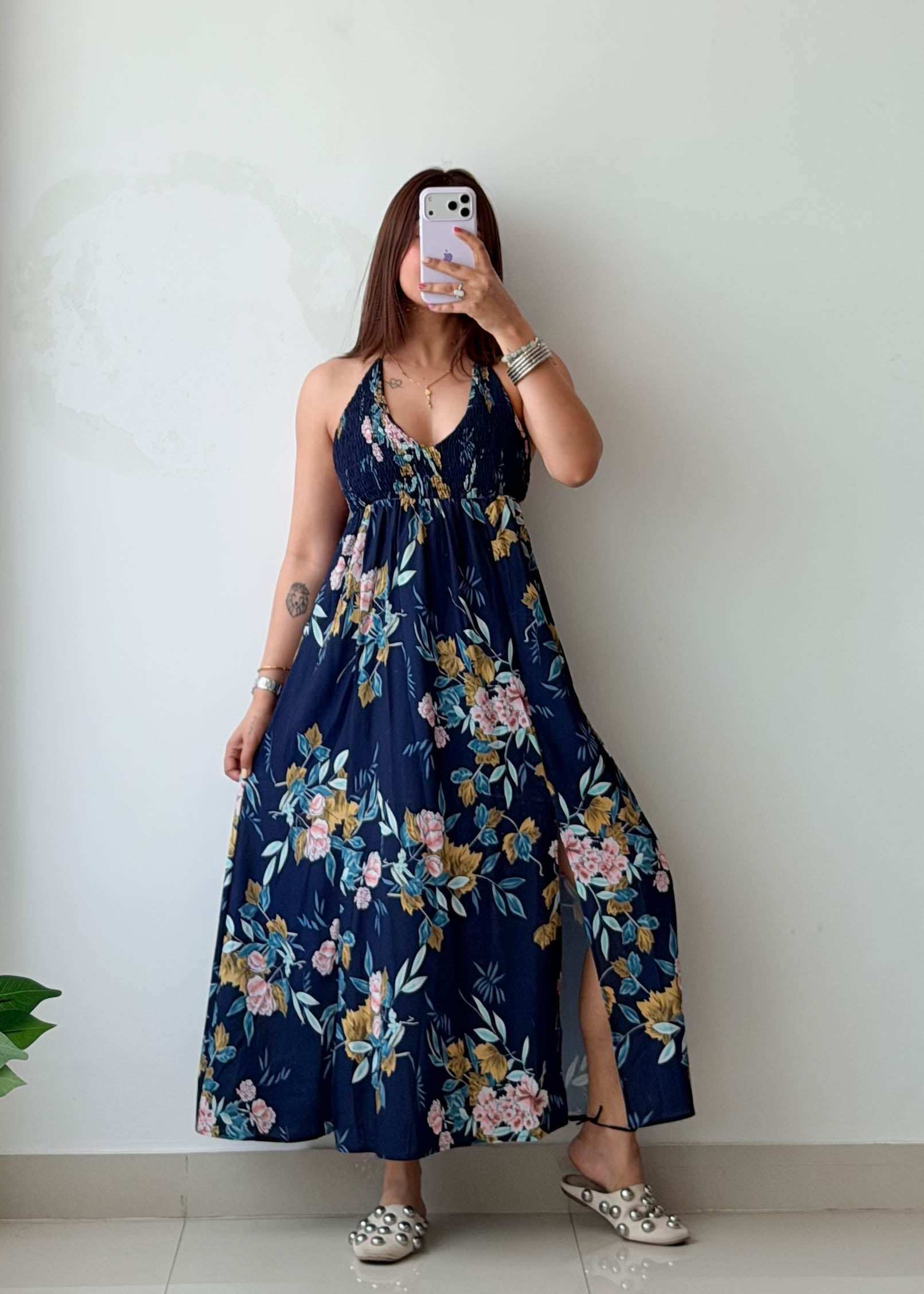 Size XS-M Navy Floral Maxi Dress