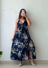 Size XS-M Navy Floral Maxi Dress