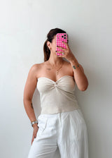Size M-L Cream Twist Tube Top