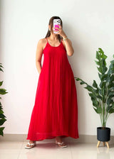 Size XS-S, Red Flowy Maxi Dress