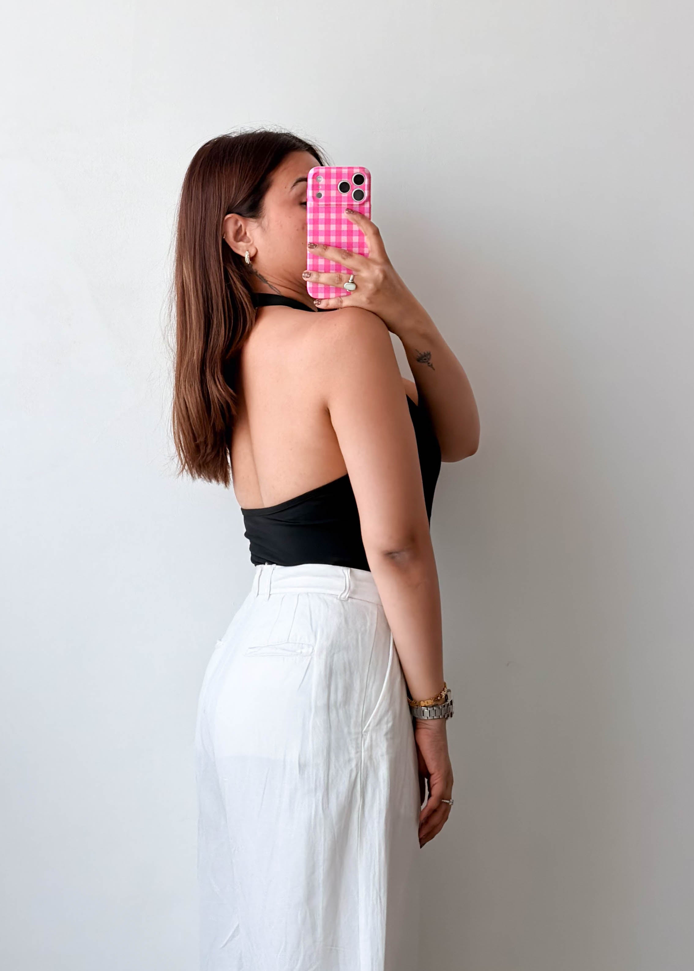 Size S-M Black Halter Cut-Out Bodysuit