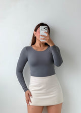 Size S-M Slate Grey Long Sleeve Bodysuit