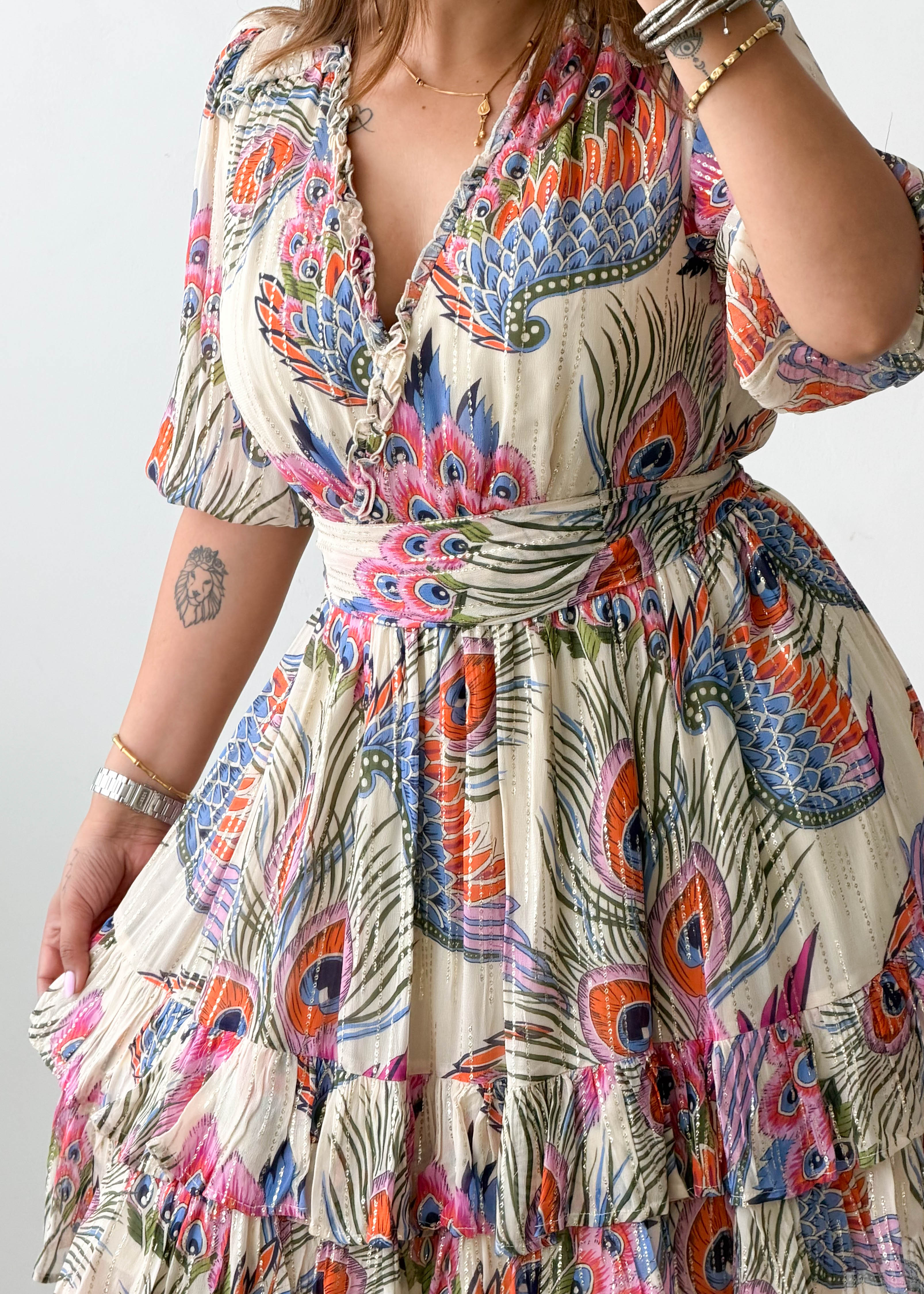 Size S-M Multicolor Boho Print Mini Dress