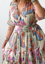 Size S-M Multicolor Boho Print Mini Dress