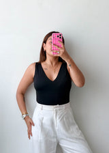 Size M Black V-Neck Bodysuit