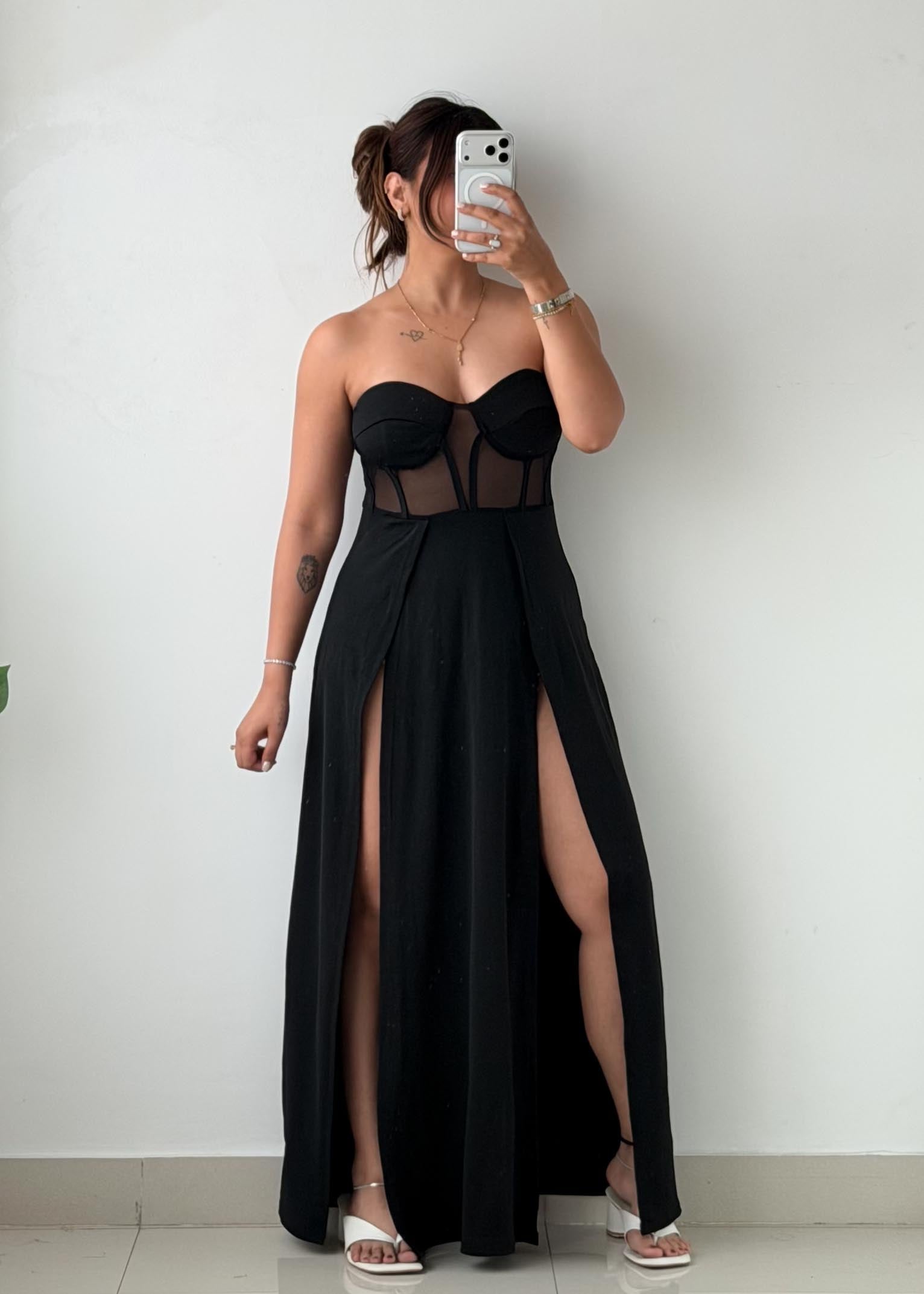 Size XS-S Black Corset Maxi Dress