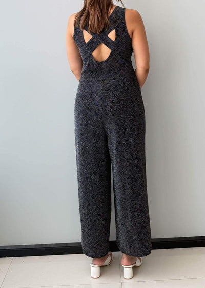 Size S-M, Deep V-Neck Wide Leg Jumpsuit - Closet by Payal