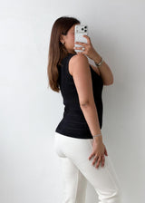 Size S-M Black Textured Knit Tank Top