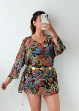 Size M-L Multicolor Paisley Tunic Top