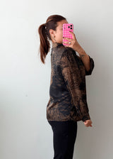 Size S-M Black Brown Scenic Print Shirt Top