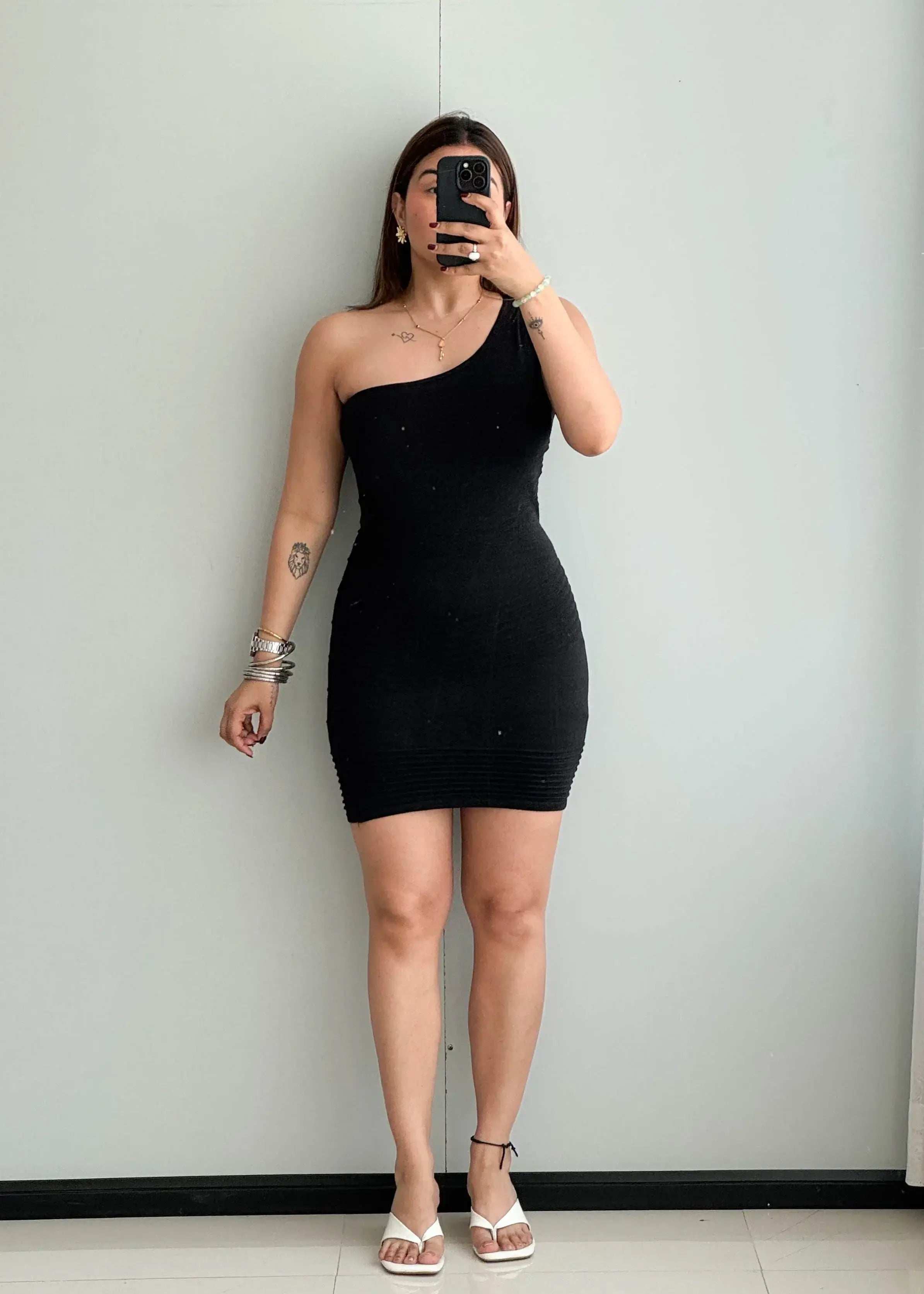 SIZE S-M, One Shoulder Bodycon Dress - Closet by Payal