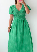 Size M-L Green Swiss Dot Midi Dress