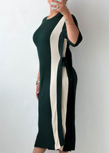 Size L-XL Emerald Green Ribbed Midi Dress