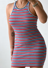 Size M-L Multicolor Striped Ribbed Knit Mini Dress