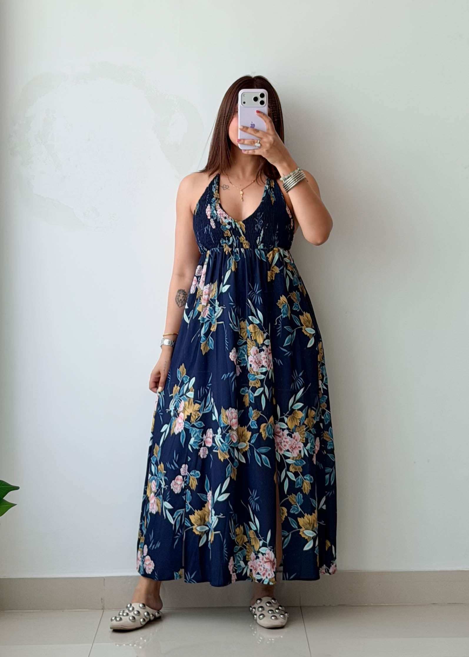 Size XS-M Navy Floral Maxi Dress