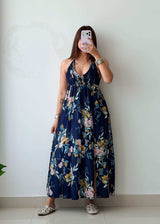 Size XS-M Navy Floral Maxi Dress
