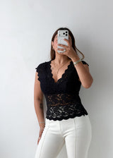 Size XS-S Black Lace Knit Top