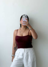 Size S-M Maroon Fuzzy Knit Camisole Top
