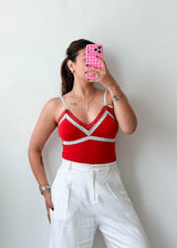 Size S-M Red Contrast Trim Cami Top
