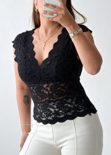 Size XS-S Black Lace Knit Top
