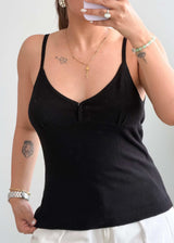 Size M-L, Black Spaghetti Strap Camisole Top - Closet by Payal