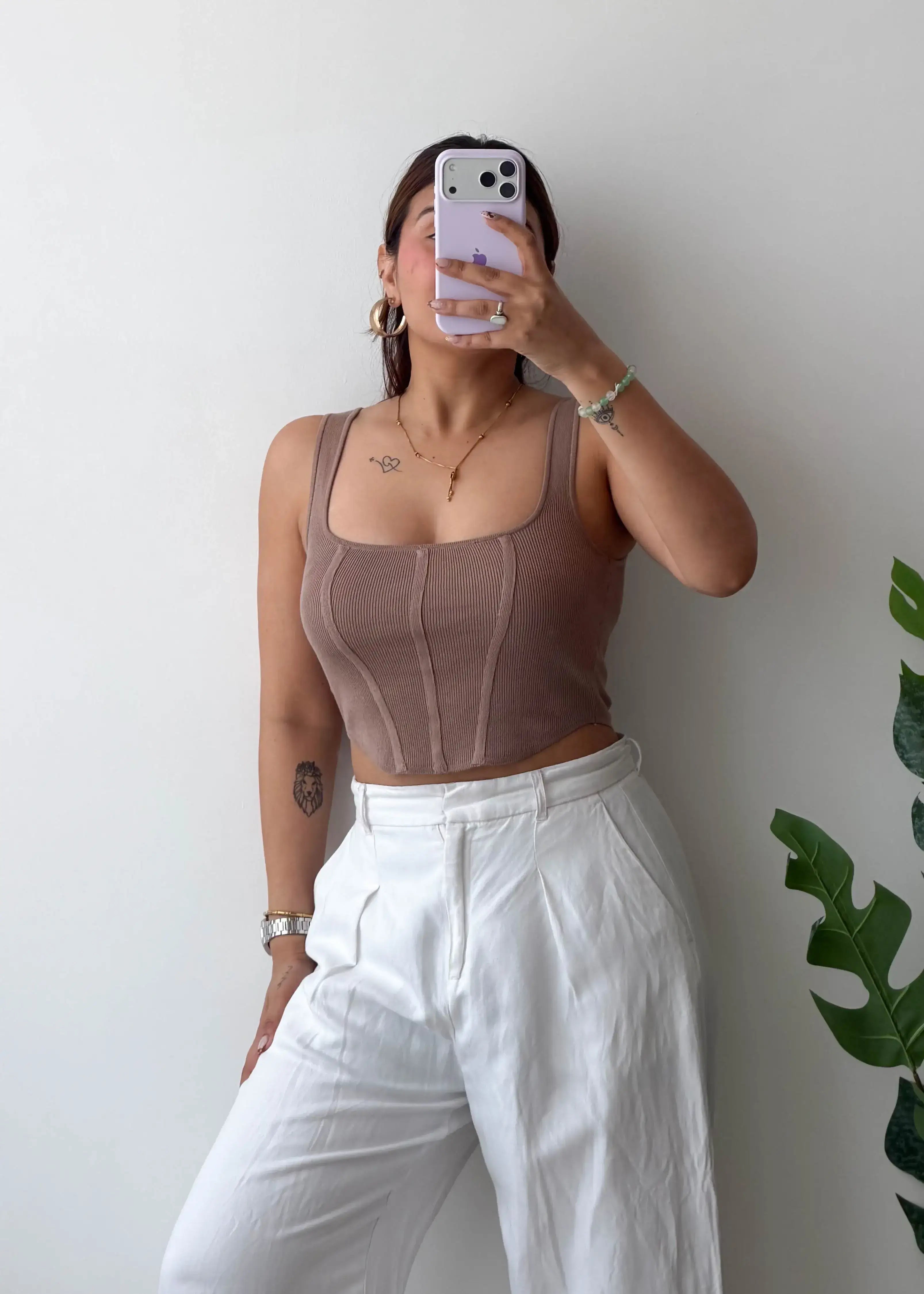 Size XS-S, Brown Corset Style Crop Top