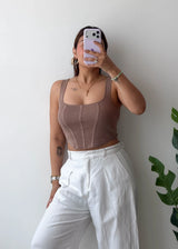 Size XS-S, Brown Corset Style Crop Top