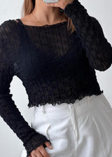 Size M-L Black Textured Mesh Top
