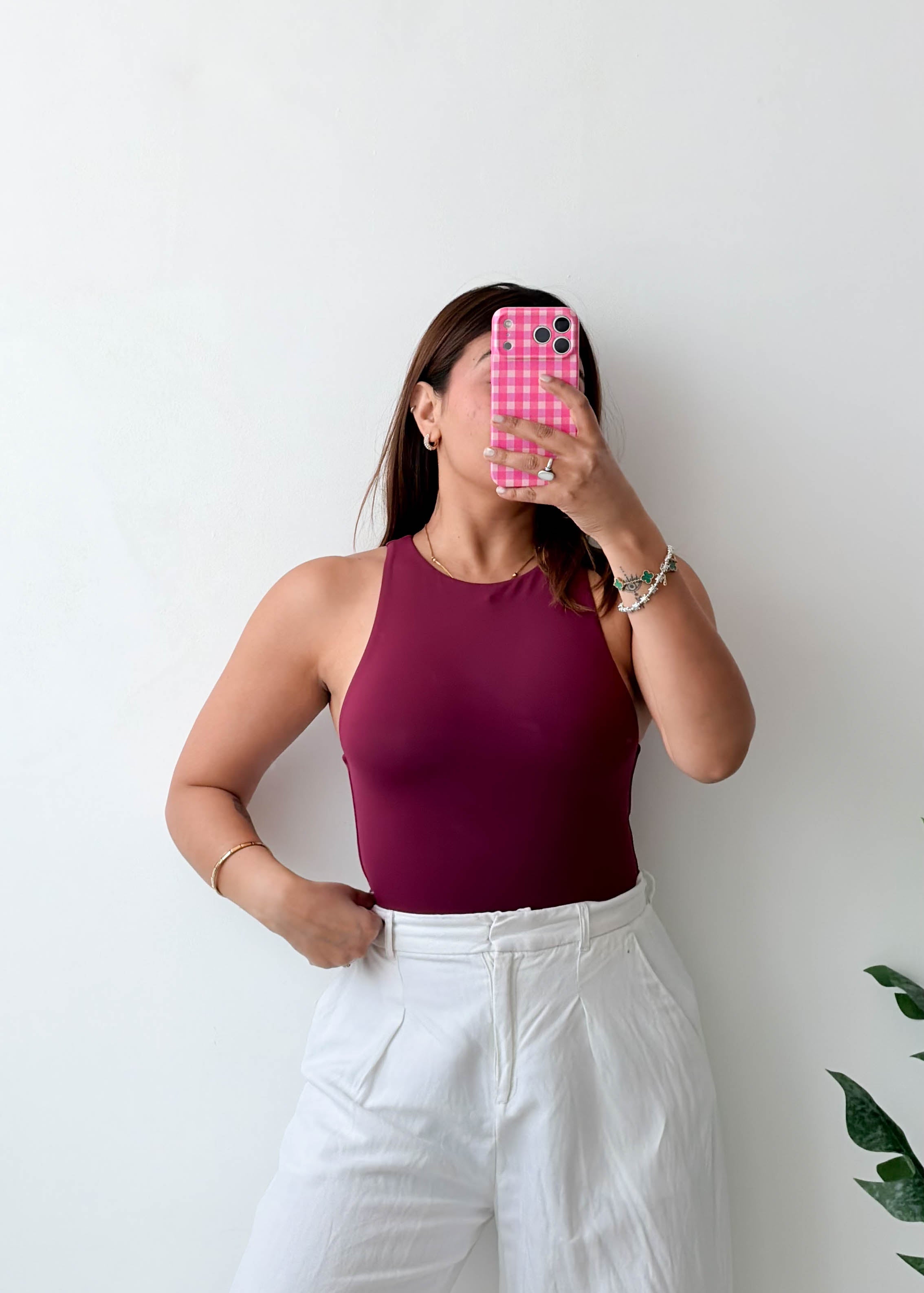 Size XS-S Plum Racerback Bodysuit