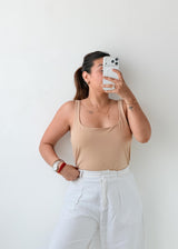 Size XL Beige Square Neck Bodysuit