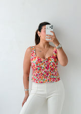 Size M Multicolor Floral Cowl Neck Top