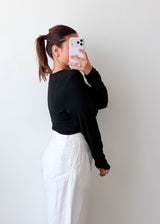 Size L-XL Black Twist Front Crop Top