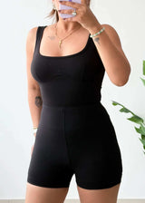 Size XS-S, Black Sleeveless Playsuit - Closet by Payal
